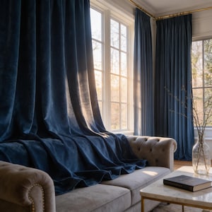 Custom Size Luxury Velvet Curtain Panels – Extra Long Drapes for Living Room-60 Colors, Multiple Hanging Styles, , Bedroom & Room Divider