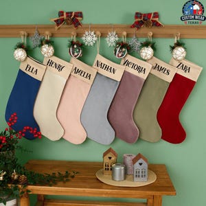 Personalized Velvet Family Christmas Stockings, Custom Name Holiday Decor, Family Bone Set, Elegant Xmas Mantel Decoration Gift