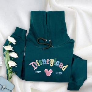 Disneyland Est 1955 Embroidered Sweatshirt, Retro Disney Sweater, Vintage Disneyland Crewneck, Disneyland Trip, Perfect Gift for Disney Fans