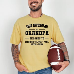 This Awesome Grandpa Belongs To Shirt, Custom Dad T-Shirt with kids Names, Personalized Gift for Grandpa, Fathers Day Papa Shirt