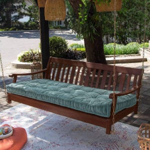 Velvet Outdoor Bench Cushion: Tufted Patio Seat Pad (Custom Sizes)