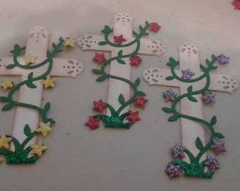 Crosses with vines and flowers