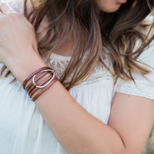 Customized Multi-Strand Leather Personalized Charm Wrap Bracelet image 6