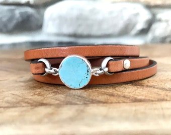 Boho Leather Wrap Multi-Strand Bracelet with Personalized Charm