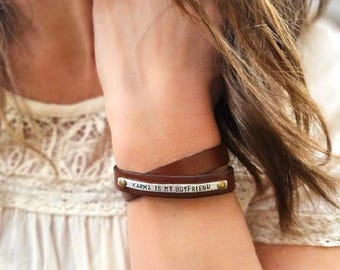 Handcrafted Personalized Leather Wrap Bracelet