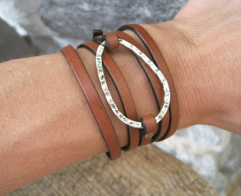 Customized Multi-Strand Leather Personalized Charm Wrap Bracelet image 4