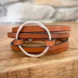 Handcrafted Leather Personalized Boho Multi-strand Silver Wrap Bracelet image 8