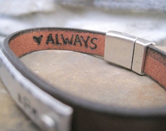 Secret Message Custom Bracelet - Mens, Womens, Childrens Personalized Leather Bracelet