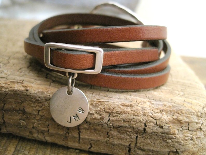 Handcrafted Leather Personalized Boho Multi-strand Silver Wrap Bracelet image 7