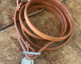 Personalized Charm Leather Wrap Bracelet