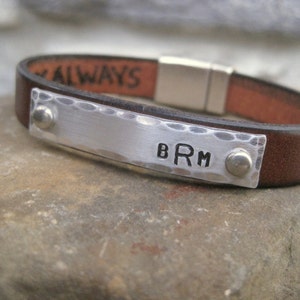 Personalized Leather Bracelet Gift Custom Engraved Cuff Jewelry for Men Women Children Anniversary