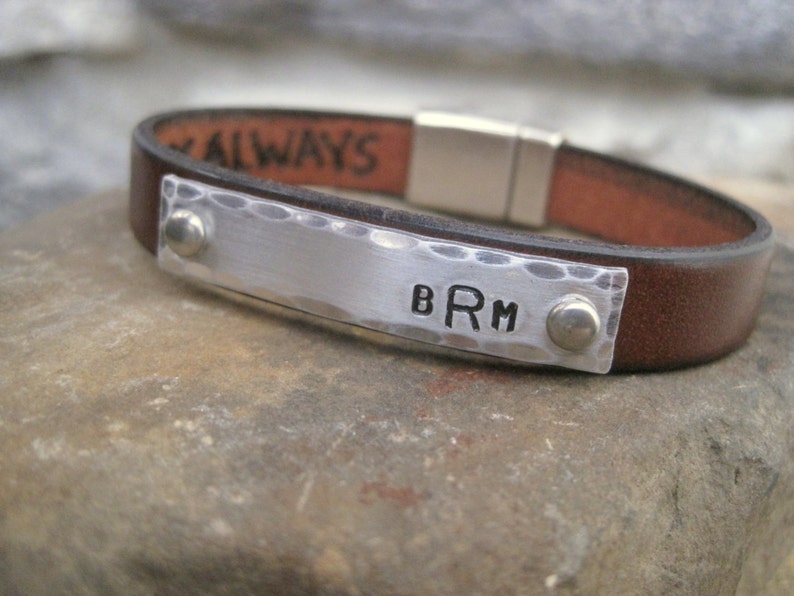 Secret Message Personalized Leather Bracelet image 1