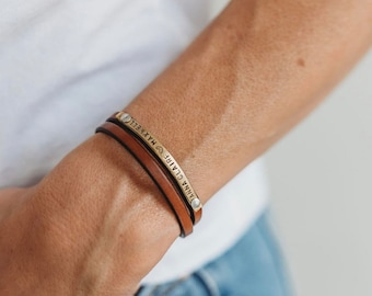 Personalized Leather Custom Name Bracelet Gift for Women and Mothers