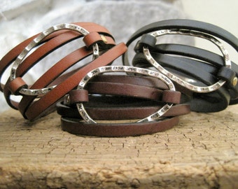 Leather Personalized Charm Wrap Bracelet