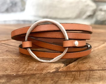 Personalized Leather Wrap Bracelet With Charm