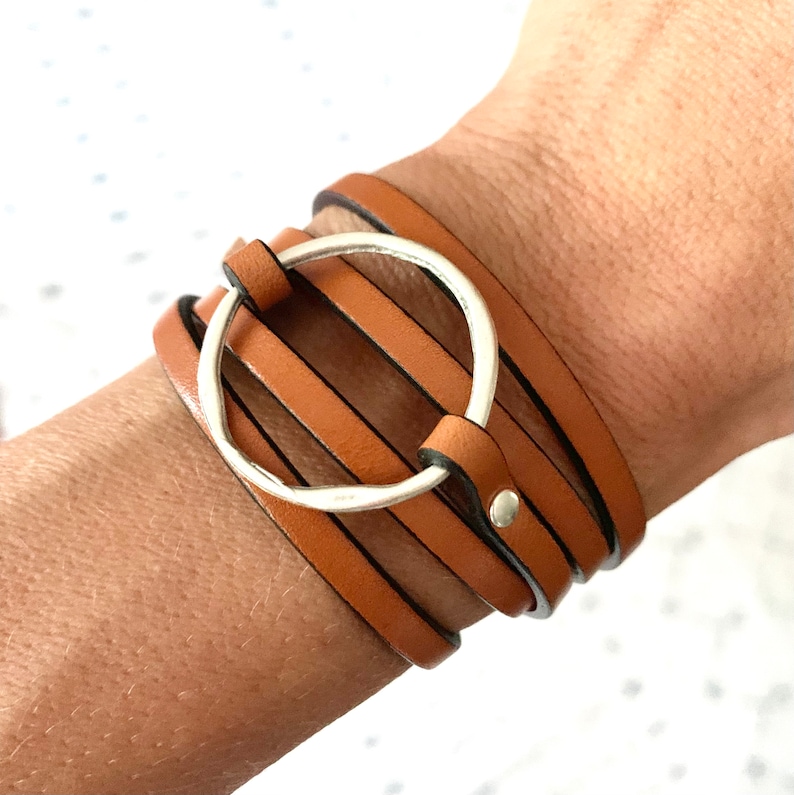 Handcrafted Leather Personalized Boho Multi-strand Silver Wrap Bracelet image 9