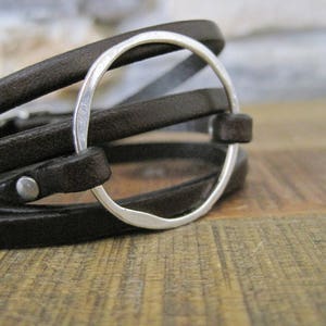 Handcrafted Leather Personalized Boho Multi-strand Silver Wrap Bracelet image 2