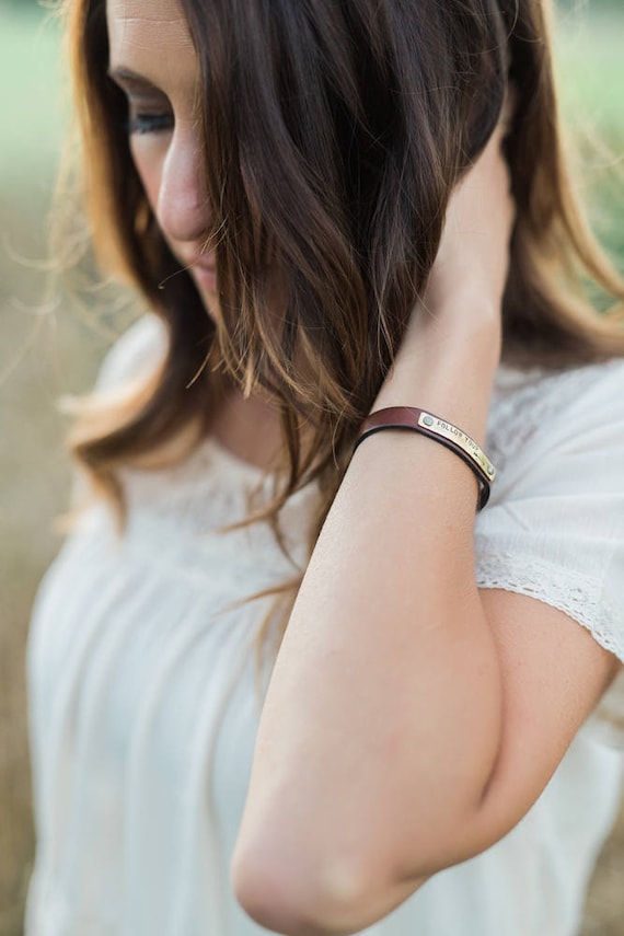 Personalized Leather Cuff Bracelet for Her