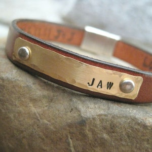 Personalized Leather Bracelet with Hidden Message - Custom Engraved Gift for Men Women Kids - Handcrafted Family Name Cuff