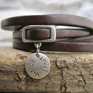 Personalized Dainty Leather Charm Wrap Bracelet - Multi-Strand Jewelry Gift for Women