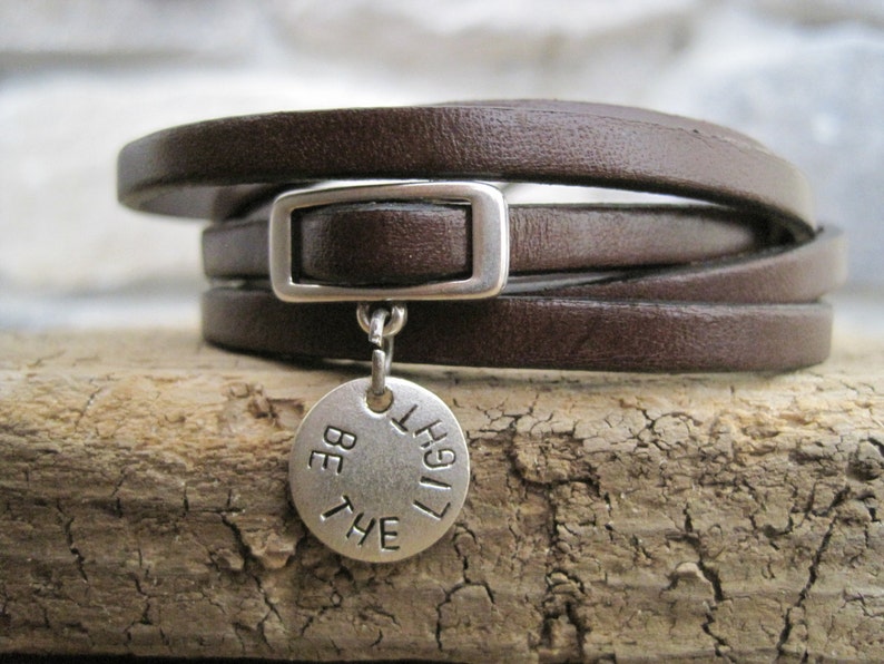 Customized Multi-Strand Leather Personalized Charm Wrap Bracelet image 2