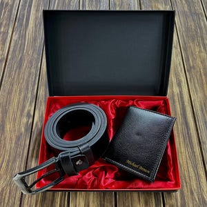 Juego de billetera y cinturón de cuero personalizados: regalo personalizado para él, nombre grabado, perfecto para cumpleaños, aniversarios o el Día del Padre