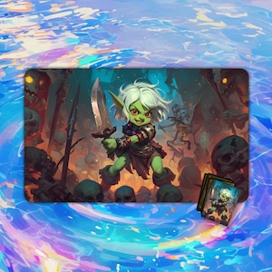 TCG Playmat | Green Goblin Warrior Playmat |  24&quot;x14&quot; | MTG Playmat | Custom Playmat