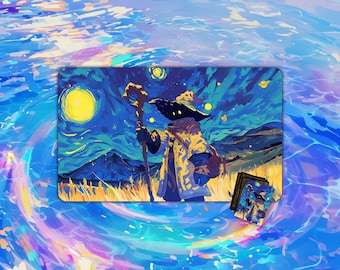 TCG Playmat |  Fantasy Mage Night Playmat |  24"x14" | MTG Playmat | Custom Playmat