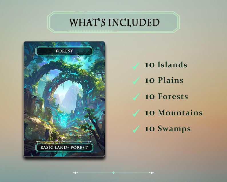 50 Basic Lands. 50 Proxy Cards - Etsy