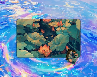 TCG Playmat | Mystic Cat in Water Playmat |  24"x14" | MTG Playmat | Custom Playmat