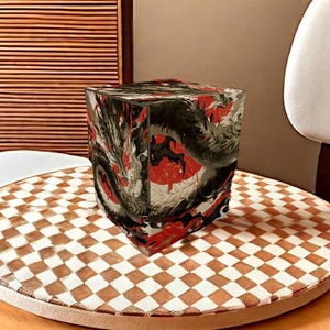 Ink Painting of Dragon Deck Box - Anime style, 200 Storage Collectible Deck Boxes, Custom Leather Deck Boxes