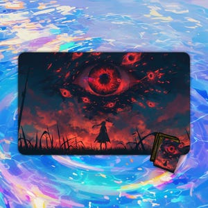 TCG Playmat |  Giant Eye and Girl Playmat | MTG Accessory | MTG Playmat | Custom Playmat