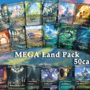 Mega Land-pakket (meer dan 50 kaarten) Anime aquarel lands set van 50 unieke, aangepaste proxy lands zonder grenzen Landen van hoge kwaliteit