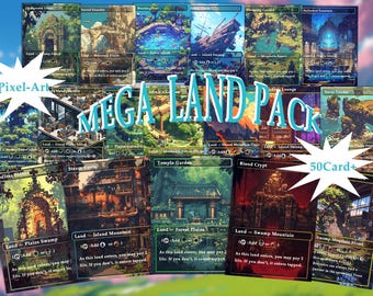 Land Pack (50+ Cards) Pixel-art Lands Set of 50 Unique Borderless