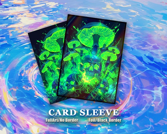 neon green card sleeves MTG Card Sleeves: Glowing Mushrooms & Skulls High Quality Sleeves, Suitable  for All TCG Cards