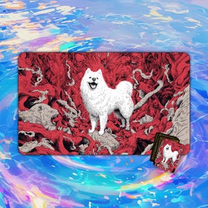 Tapis de jeu Samoyède Hellscape | de bureau et tapis de souris | Tapis de jeu