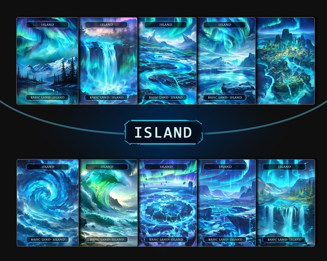 10 Basic Land-island. 10 MTG Proxy Cards for EDH. Enhance Your MTG ...