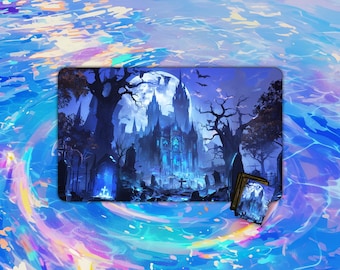 TCG Playmat | Moonlit Gothic Graveyard Playmat |  24"x14" | MTG Playmat | Custom Playmat