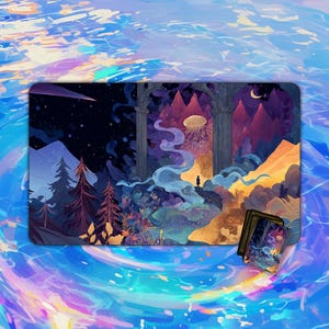 Starry Night Jellyfish Playmat | Desk Mat and Mouse Pad | Playmat