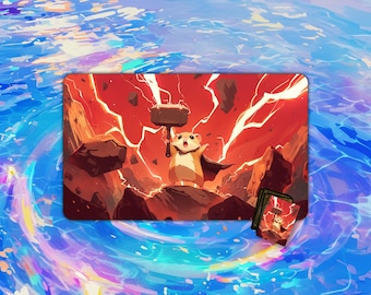 TCG Playmat | Hamster with Mighty Hammer Playmat |  24"x14" | MTG Playmat | Custom Playmat