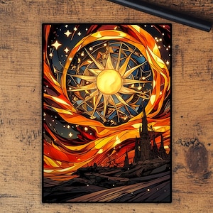 Fundas para cartas: Fundas de primera calidad Stained Glass Sun, aptas para todos los TCG. Fundas holográficas/foil de alta calidad.