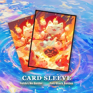 Card Sleeves: Fiery Lucky Cat High Quality Sleeves, Suitable for all TCG Cards