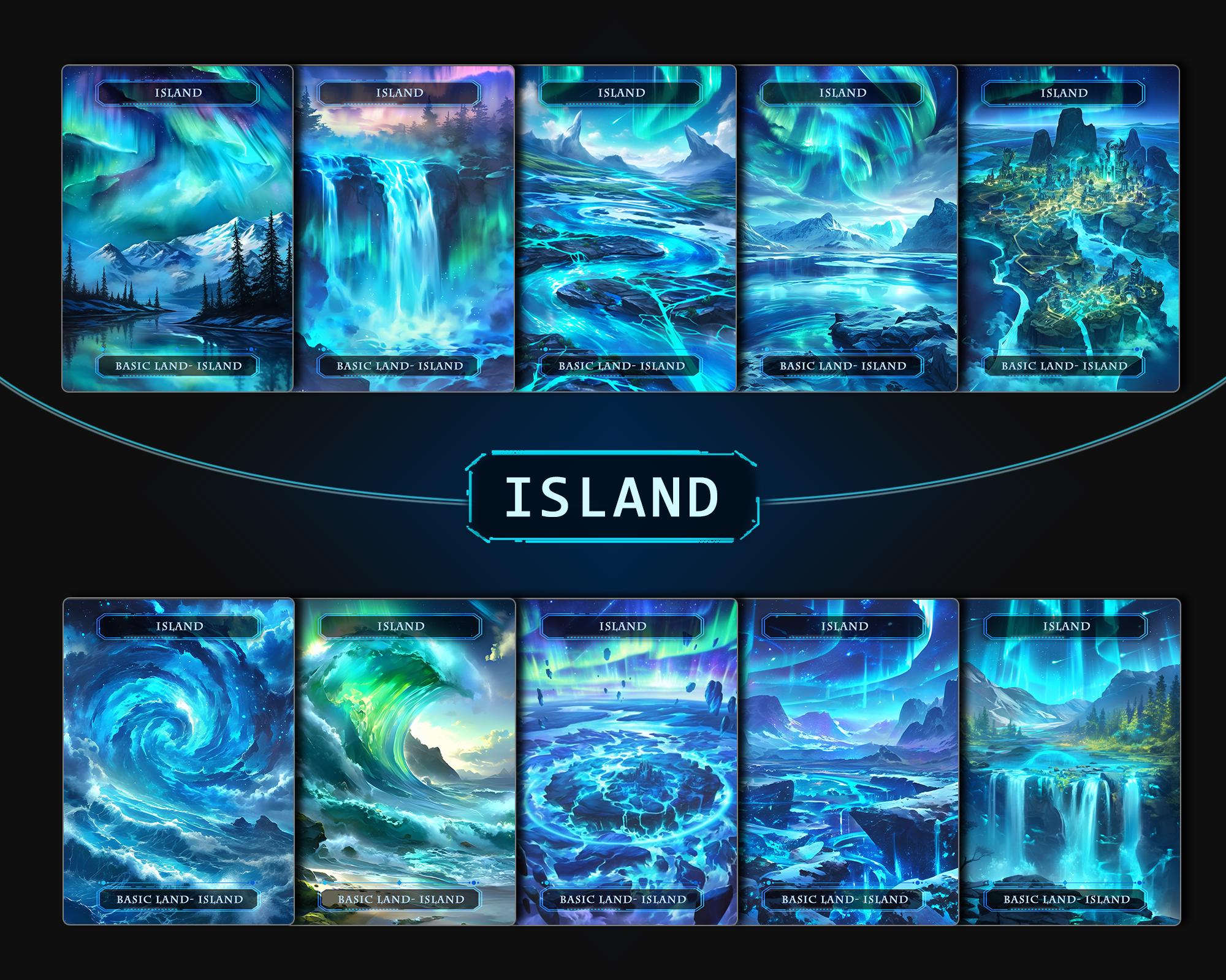10 Basic Land-Island. 10 proxy cards