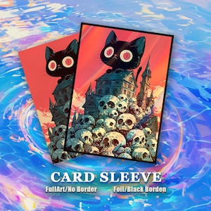 Card Sleeves: Cat on Skull Pile High Quality Sleeves, Suitable for all TCG Cards