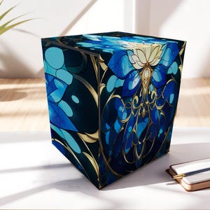 Lotus Glass Art Deck Box - Anime style, 150 Storage Collectible Deck Boxes, Custom Leather Deck Boxes