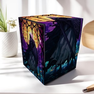 Stained Glass Knight Deck Box - Anime Characters, 150 Storage Collectible Deck Boxes, Custom Leather Deck Boxes