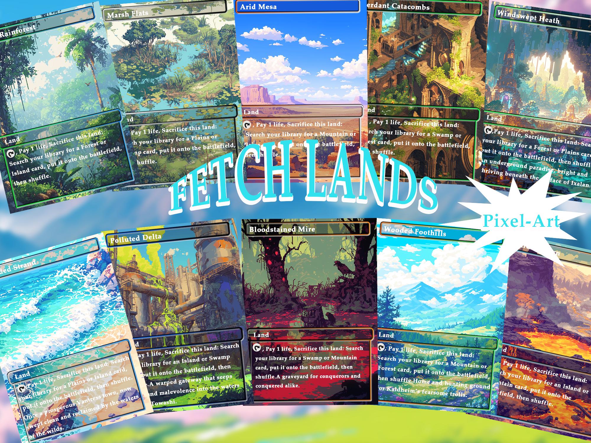 Land Pack (50+ Cards) Pixel-art Lands Set of 50 Unique Borderless