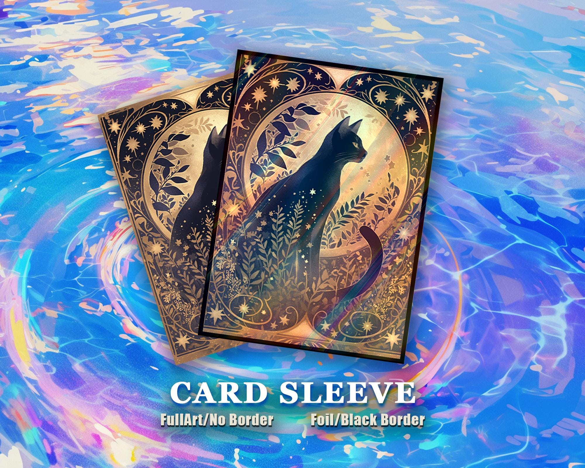 MTG カードスリーブ: ブラックキャットとムーンの高品質スリーブ