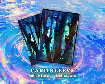 MTG カードスリーブ: 神秘の森の黒猫の高品質スリーブ、すべての TCG