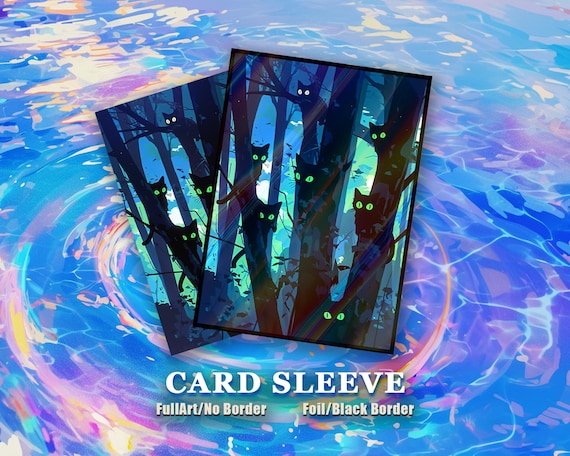 MTG カードスリーブ: 神秘の森の黒猫の高品質スリーブ、すべての TCG
